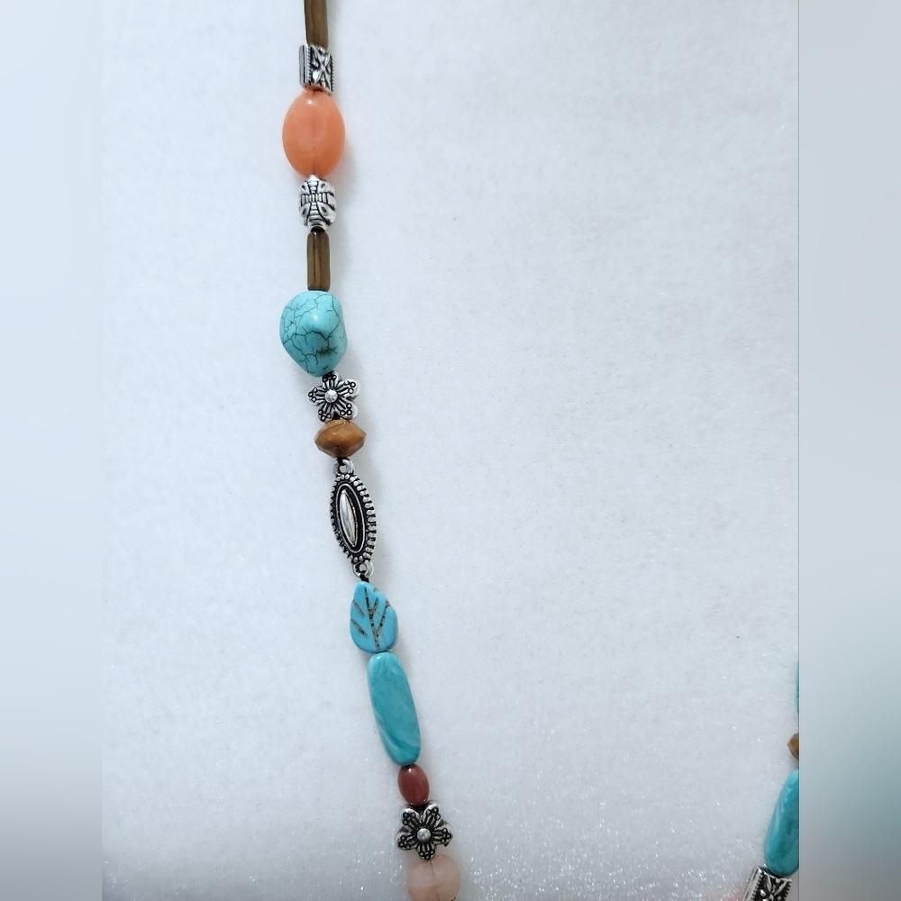 Multicolor Bohemian Long Necklace and Earring Set - Picture 6 of 7